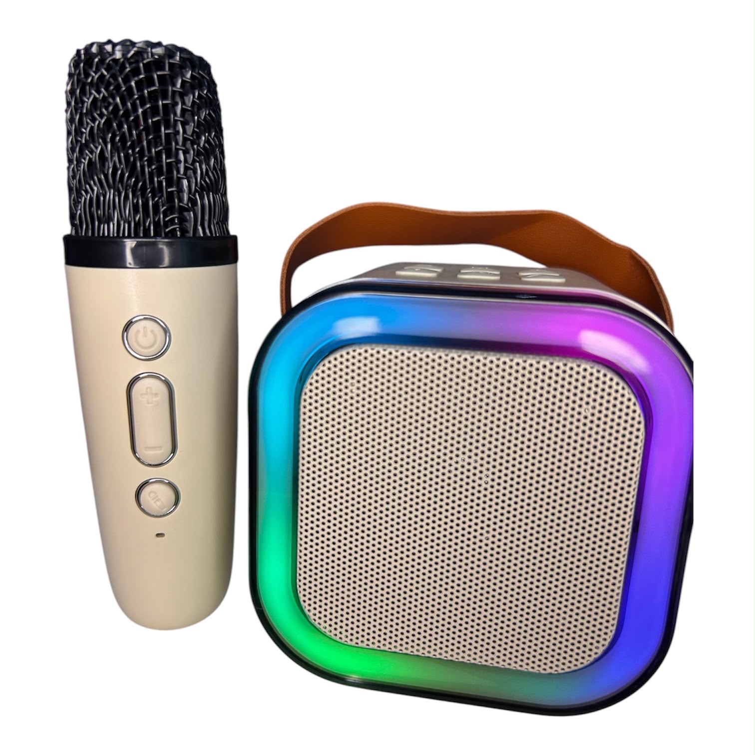 Altavoz Karaoke Bluetooth Portátil 2 Micrófonos Luces LED Recargable