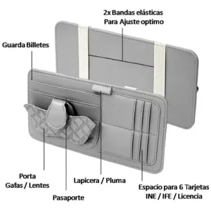 Organizador Carro Visera Visor Parasol Gafas Llaves Document