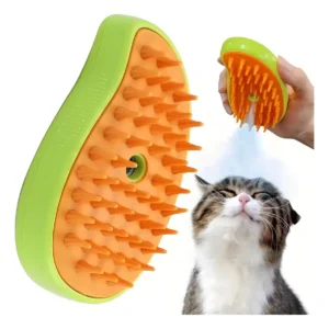Cepillo De Vapor 3 En 1 Masaje Autolimpieza Peine Para Gatos Color Verde lima